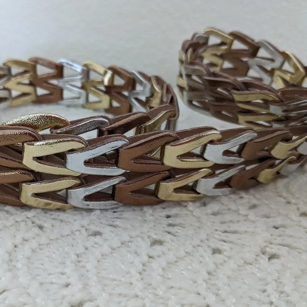 Vintage Nan Lewis, Ribco USA Gold Woven Belt - 39.5